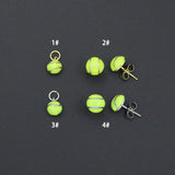 Gold Silver Tennis Ball Stud earrings, Sporty Tennis Ball Charms, Sku#A521