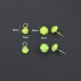 Gold Silver Tennis Ball Stud earrings, Sporty Tennis Ball Charms, Sku#A521