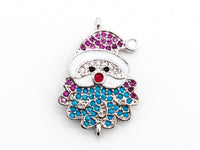 CZ Micro Pave Santa Claus Christmas Connector Charm, Cubic Zirconia Santa Christmas Charms Findings, 16x24mm, sku#E362