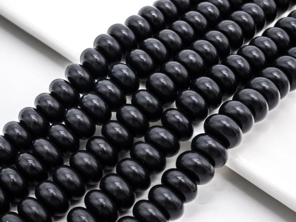 Quality Matte Smooth Black Onyx Rondelle Beads, 3x6mm/4x6/5x8mm/6x10mm Wholesale Gemstones Beads, Rondelle Beads,15.5" Full Strand, SKU#Q35