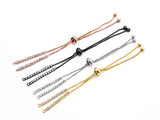 NEW STYLE Sliding adjustable Half finished bracelet,Box chain with CZ Stud, rubber stopper beads, connector link findings,#P22