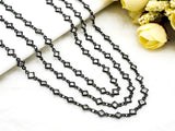 1 Foot/Yard-CZ Beaded Chain-4mm Diamond Shape CZ Beads-Gold Silver Rose Gold Gunmetal Plated Bezel Chain,Bezel Connector Beads,sku#E365