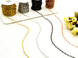 1 Foot/Yard-CZ Beaded Chain-5mm Triangle CZ Beads-Gold Silver Rose Gold Gunmetal Plated Bezel Chain,Bezel Connector Beads,sku#E366