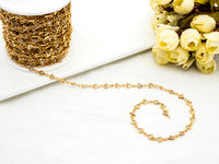 1 Foot/Yard-CZ Beaded Chain-5mm Triangle CZ Beads-Gold Silver Rose Gold Gunmetal Plated Bezel Chain,Bezel Connector Beads,sku#E366