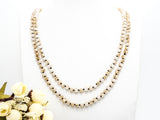 36"/60" Long-Knotted Champagne White Faceted Crystal Necklace,Long Necklace,8mm Crystal Beads,60inch/36inch Necklace, Neutral Color SKU#D11