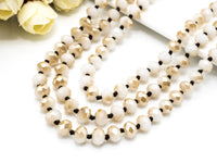 36"/60" Long-Knotted Champagne White Faceted Crystal Necklace,Long Necklace,8mm Crystal Beads,60inch/36inch Necklace, Neutral Color SKU#D11