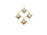 Colorful CZ North Star charm,  Star charm, Sku#B105