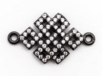 CZ Micro Pave Chinese Knot Connector for Bracelet/Necklace, CZ Cubic Zirconia Space Connector in Gold Silver, 13x12mm,sku#A63