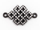 CZ Micro Pave Chinese Knot Connector for Bracelet/Necklace, CZ Cubic Zirconia Space Connector in Gold Silver, 13x12mm,sku#A63