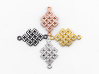 CZ Micro Pave Chinese Knot Connector for Bracelet/Necklace, CZ Cubic Zirconia Space Connector in Gold Silver, 13x12mm,sku#A63