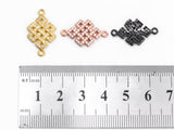 CZ Micro Pave Chinese Knot Connector for Bracelet/Necklace, CZ Cubic Zirconia Space Connector in Gold Silver, 13x12mm,sku#A63