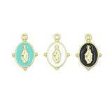 Oval Black/White/Blue/GreenEnamel Mary Saint Oval shape Pendant, Sku#B135