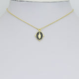 Oval Black/White/Blue/GreenEnamel Mary Saint Oval shape Pendant, Sku#B135