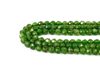 Top Quality Green Diopside  Faceted Round Beads, 43mm/5mm/2x3mm Genuine Diopside Beads,15.5" Full Strand, SKU#U111