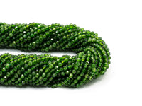 Top Quality Green Diopside  Faceted Round Beads, 43mm/5mm/2x3mm Genuine Diopside Beads,15.5" Full Strand, SKU#U111