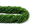 Top Quality Green Diopside  Faceted Round Beads, 43mm/5mm/2x3mm Genuine Diopside Beads,15.5" Full Strand, SKU#U111