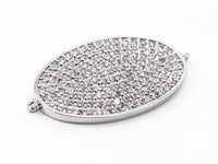 CZ Micro Pave Oval Connector/Link, Cubic Zirconia Pave Bracelet Necklace Connector,17x33mm,sku#E375