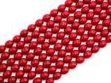 Red Natural Mother of Pearl beads,12x15mm Pearl Oval Barrel beads, Loose Barrel Oval Smooth Pearl Shell Beads, 16inch strand, SKU#T94