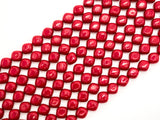 Red Natural Mother of Pearl beads,13x15x6mm Pearl Diamond Shape Square beads, Loose Square Smooth Pearl Shell Beads, 16inch strand, SKU#T86