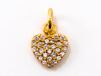 Clear CZ Micro Pave 7x9mm Heart Charm, CZ Pave Charm in Gold/Rose Gold/Silver Finish, sku#Y29