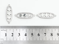 CZ Clear Micro Pave Four-leaf Beads On Oval Shaped Connector for Bracelet/Necklace, Cubic Zirconia Link Connector,10x32mm, 1pc, sku#Z35