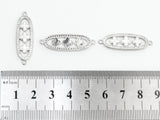 CZ Clear Micro Pave Four-leaf Beads On Oval Shaped Connector for Bracelet/Necklace, Cubic Zirconia Link Connector,10x32mm, 1pc, sku#Z35