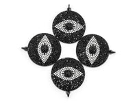 26mm/36mm Black CZ Pave On Black Micro Pave Round Evil Eye on Disc Pendant, Cubic Zirconia Pendant, Sku#F372