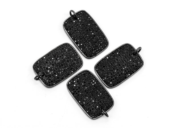 Black CZ Pave On Black Micro Pave Square/Rectangular Charm, Square/Rectangular Pave Charm, Pave Dangle Charms,17x25mm, Sku#F376