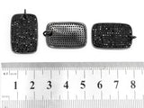 Black CZ Pave On Black Micro Pave Square/Rectangular Charm, Square/Rectangular Pave Charm, Pave Dangle Charms,17x25mm, Sku#F376