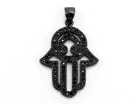 Black CZ Pave On Black Micro Pave Hamsa Hand Pendant/Charm,Cubic Zirconia Pendant,Fashion Jewelry Findings, 20x27mm, sku#F380