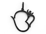 Black CZ Pave On Black Ohm Charm,Ohm Yoga Pendant Beads, Pave OM Charm, CZ Ohm Charm 28x28mm, sku#F383