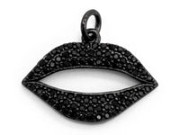 Black CZ Pave On Black Micro Pave Lip Charm Beads, CZ Pave Lip Charm 15x21mm, sku#F387