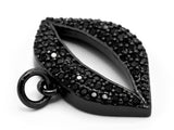 Black CZ Pave On Black Micro Pave Lip Charm Beads, CZ Pave Lip Charm 15x21mm, sku#F387