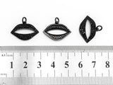 Black CZ Pave On Black Micro Pave Lip Charm Beads, CZ Pave Lip Charm 15x21mm, sku#F387