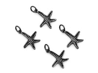 Black CZ Pave On Black Micro Pave Starfish Charm Beads, 13x16mm, sku#F389