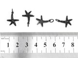 Black CZ Pave On Black Micro Pave Starfish Charm Beads, 13x16mm, sku#F389