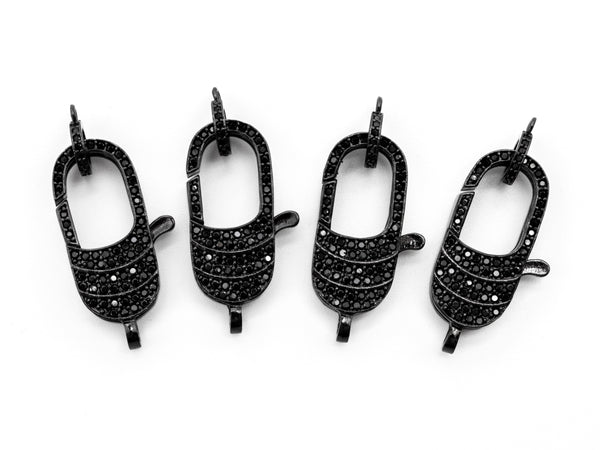 Black CZ Pave On Black Micro Pave Lobster Claw Clasp, Cubic Zirconia Clasp, 11x29mm,sku#H115