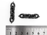 Black CZ Pave On Black Micro Pave Chain Shaped Connector, Cubic Zirconia Oval Link Connector,50x12mm,sku#G315/G99