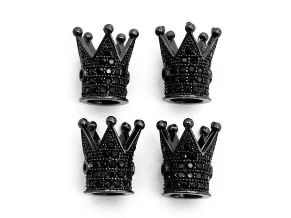 Black CZ Pave On Black Royal Crown Micro Pave Beads, Cubic Zirconia Crown Spacer Beads, Pave Beads, 10x7mm, sku#G319