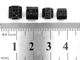 Black CZ Pave On Black Large Hole Hexagon Tube Spacer Beads, Cubic Zirconia Tube Space Beads, Men's Jewelry Findings, 6x6mm/7x7mm, SKU#G329