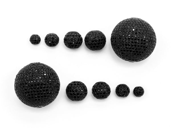 Black CZ Micro Pave Black Round Ball Bead,Rhodium Shamballa Ball beads, CZ Space Beads 6mm,8mm,10mm,12mm,14mm,16mm,25mm,sku#G331