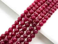 Ruby Jade beads Strand, 3mm/4mm Round Faceted beads, Red  Jade Beads, 15.5inch strand, SKU#U127