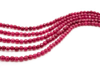 Ruby Jade beads Strand, 3mm/4mm Round Faceted beads, Red  Jade Beads, 15.5inch strand, SKU#U127