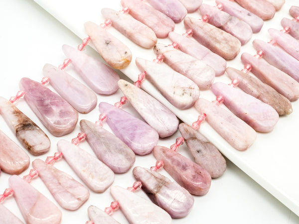 High Quality Natural Kunzite Teardrop beads, 23-38mm, Long Teardrop Pink Gemstone Beads, 15.5inch strand, SKU#U144