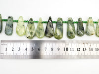 Natural Prehnite Teardrop beads, 23-37mm, Long Teardrop Green Gemstone Beads, 15.5inch strand, SKU#U141