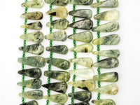 Natural Prehnite Teardrop beads, 23-37mm, Long Teardrop Green Gemstone Beads, 15.5inch strand, SKU#U141