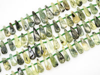 Natural Prehnite Teardrop beads, 23-37mm, Long Teardrop Green Gemstone Beads, 15.5inch strand, SKU#U141