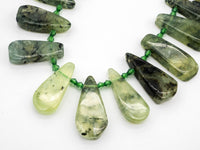 Natural Prehnite Teardrop beads, 23-37mm, Long Teardrop Green Gemstone Beads, 15.5inch strand, SKU#U141