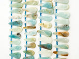 High Quality Natural Amazonite Teardrop beads, 23-36mm, Long Teardrop Blue Gemstone Beads, 15.5inch strand, SKU#U142