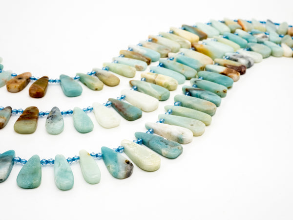 High Quality Natural Amazonite Teardrop beads, 23-36mm, Long Teardrop Blue Gemstone Beads, 15.5inch strand, SKU#U142